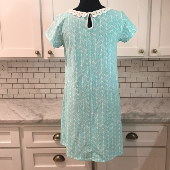 NWT Lauren James Dress Womens M Blue Green Ocean Palm Caroline Beach Resortwear - Picture 4 of 10